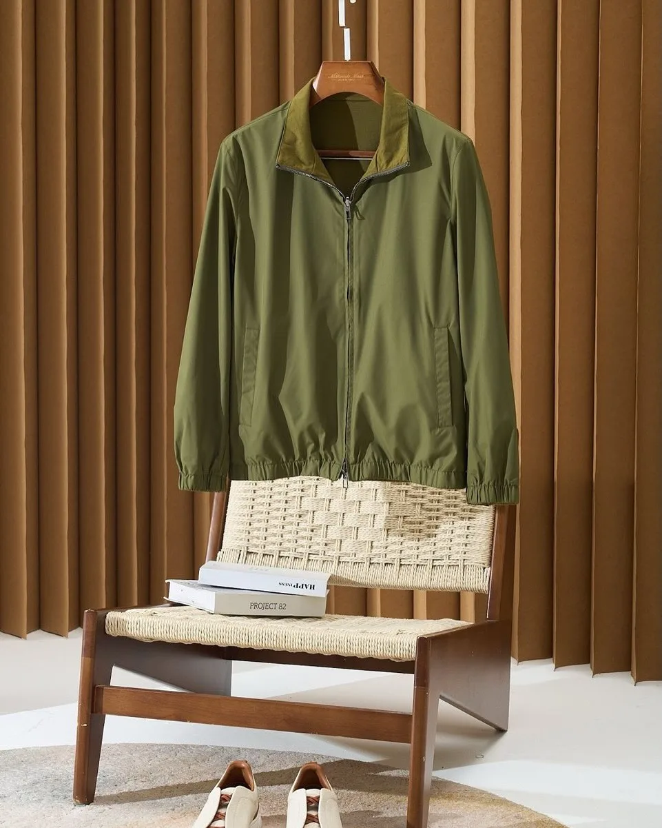 lightweight zip-up blouson jacket