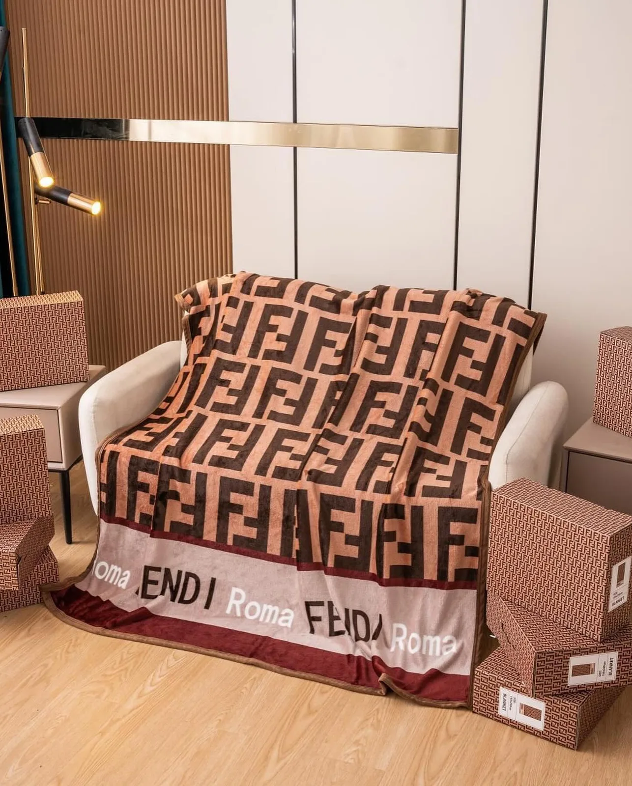 Fendi cherry Monogram throw blanket