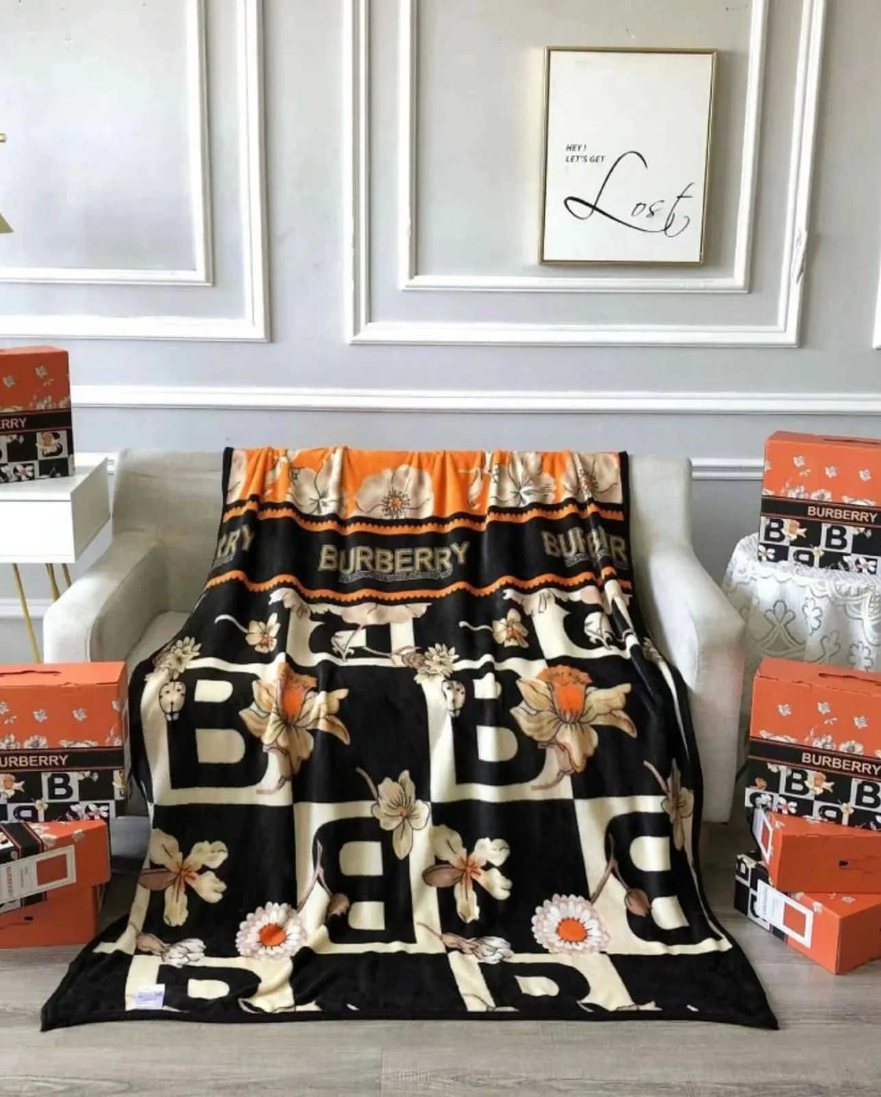 Burberry monogram check throw blanket