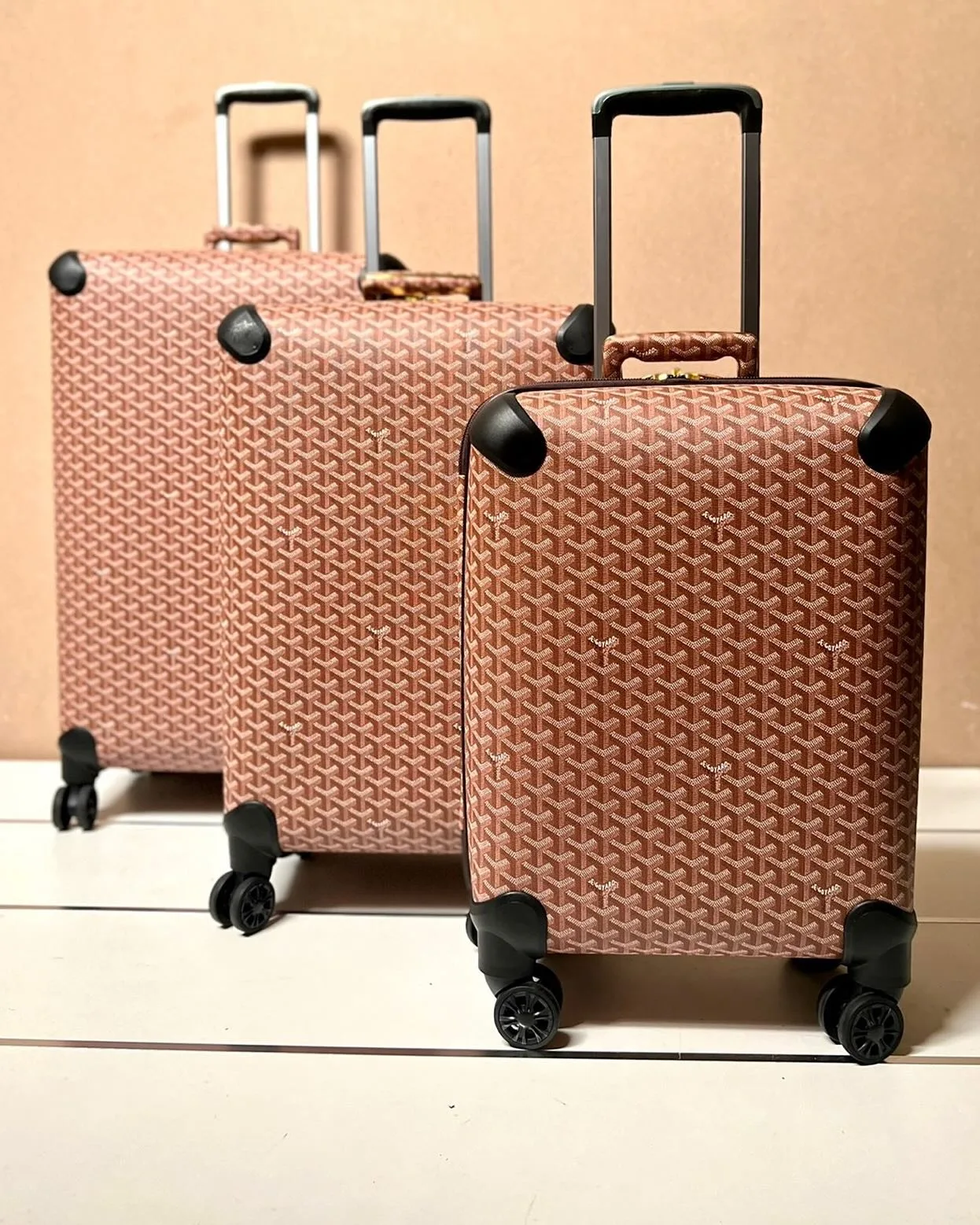 Goyard studded/textured hardside luggage set