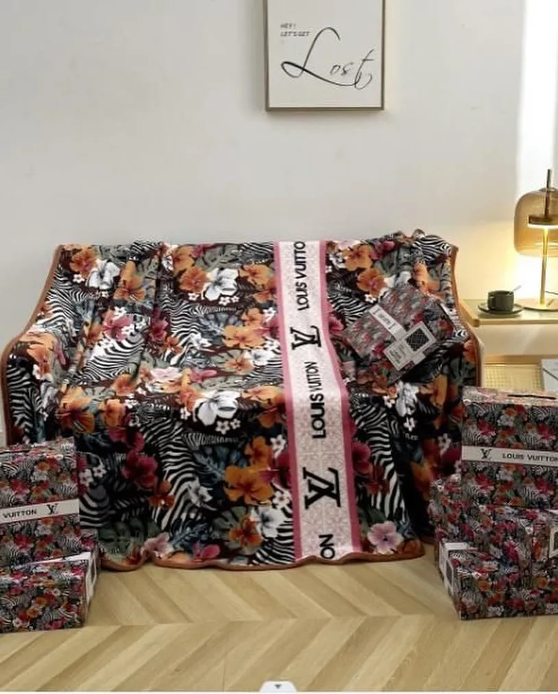 Louis Vuitton LV monogram print blanket set