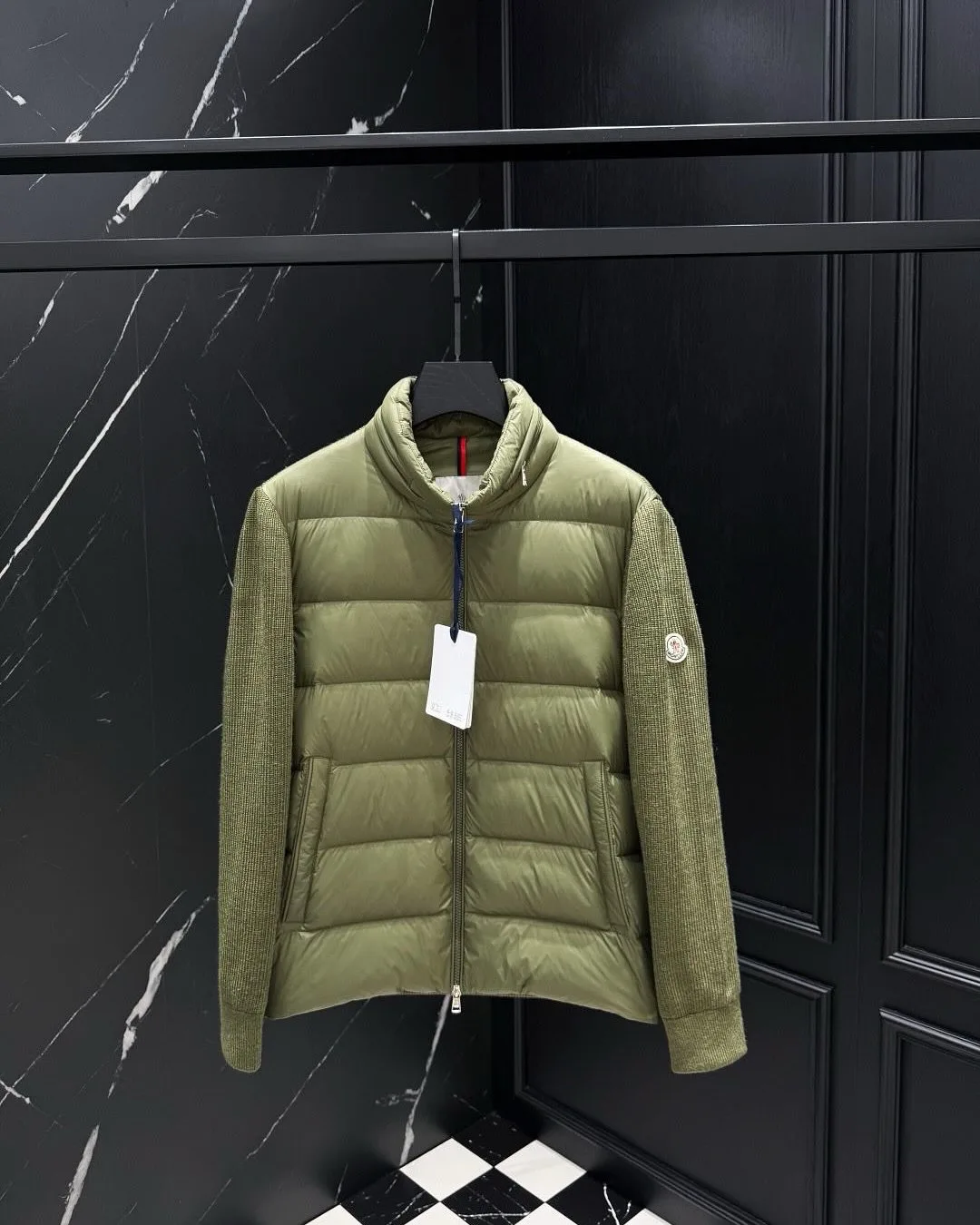 Moncler Knit-Sleeve Padded Jacket