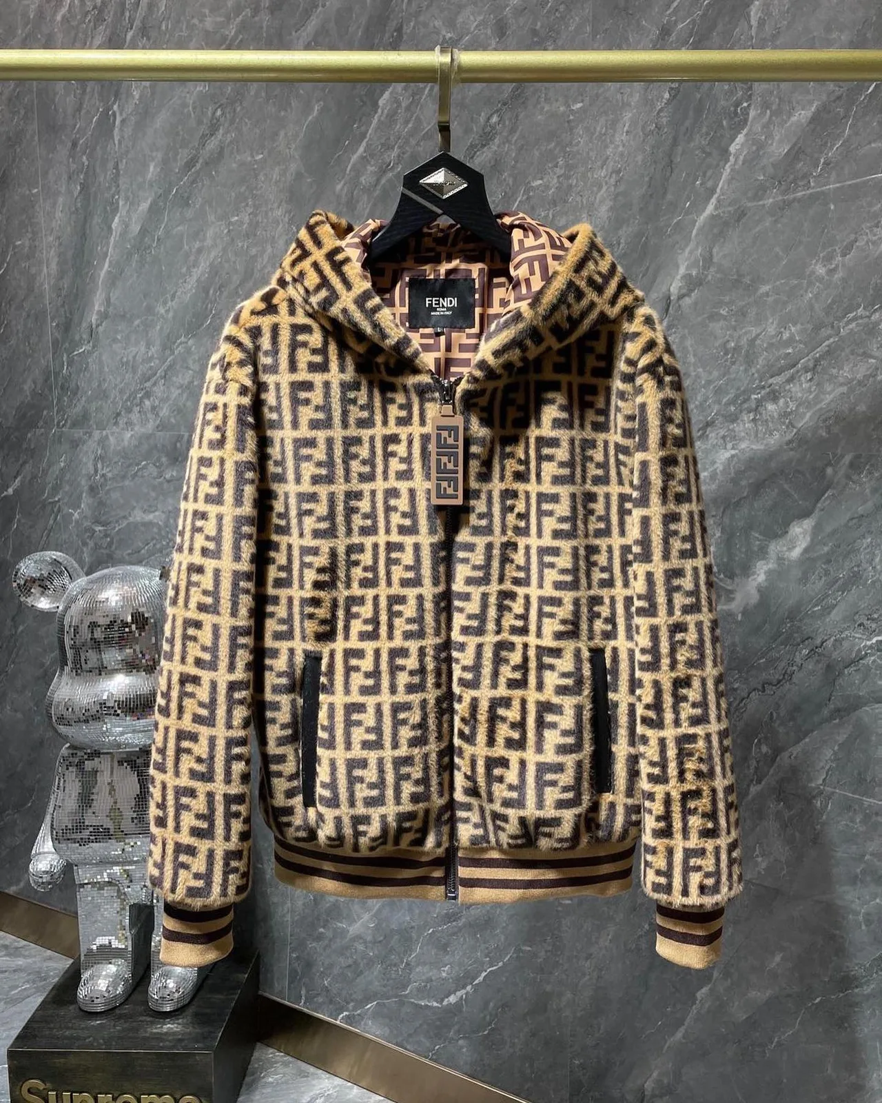 Fendi FF Monogram Fleece Hooded Jacket photo 7