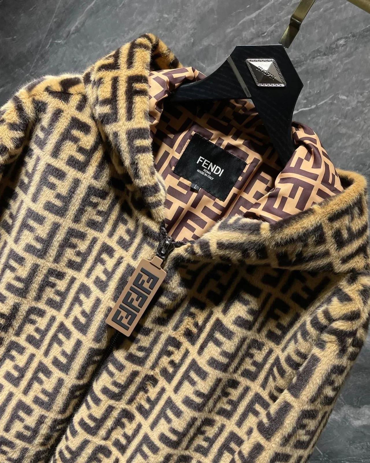 Fendi FF Monogram Fleece Hooded Jacket photo 5