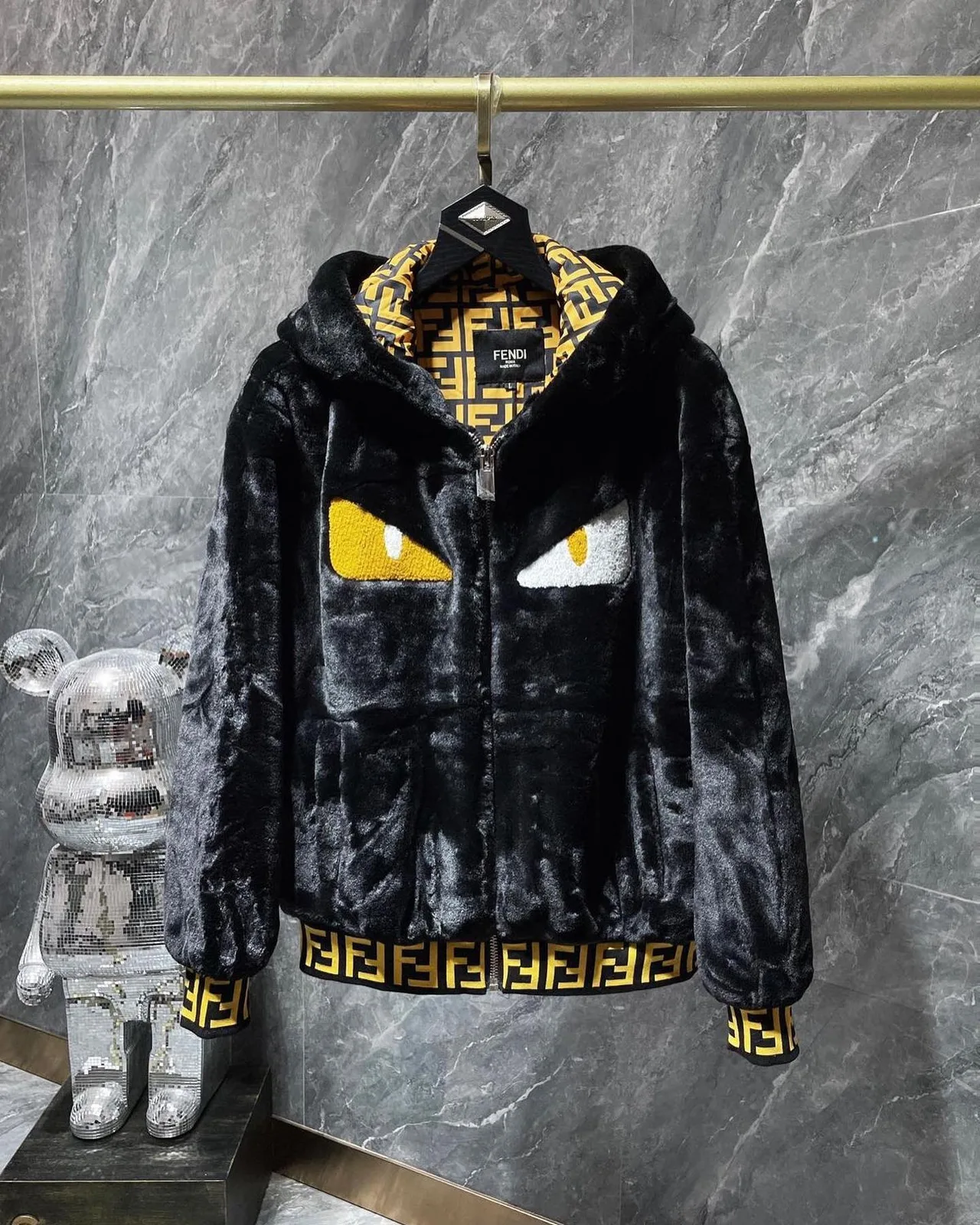Fendi FF Monogram Fleece Hooded Jacket