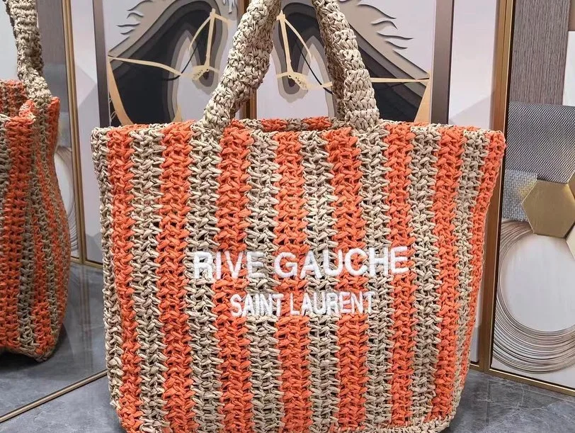 Saint Laurent Rive Gauche Raffia Tote photo 2