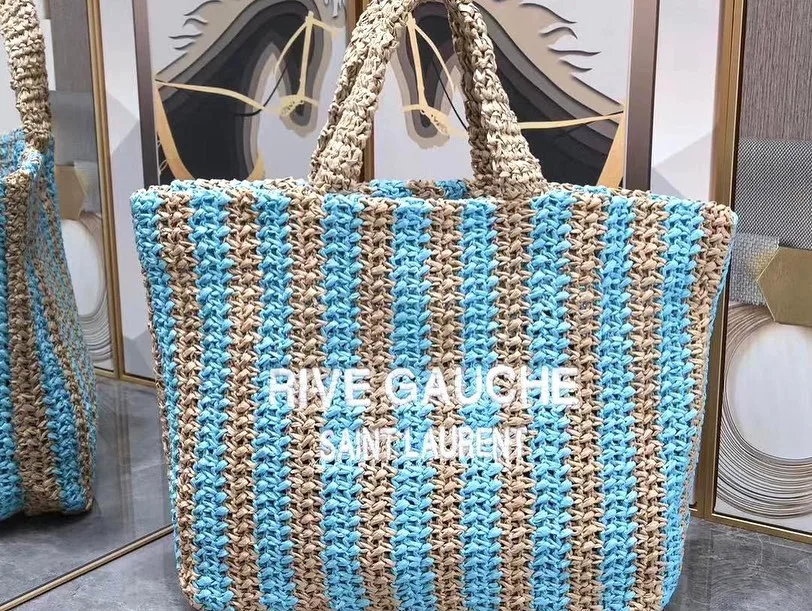 Saint Laurent Rive Gauche Raffia Tote