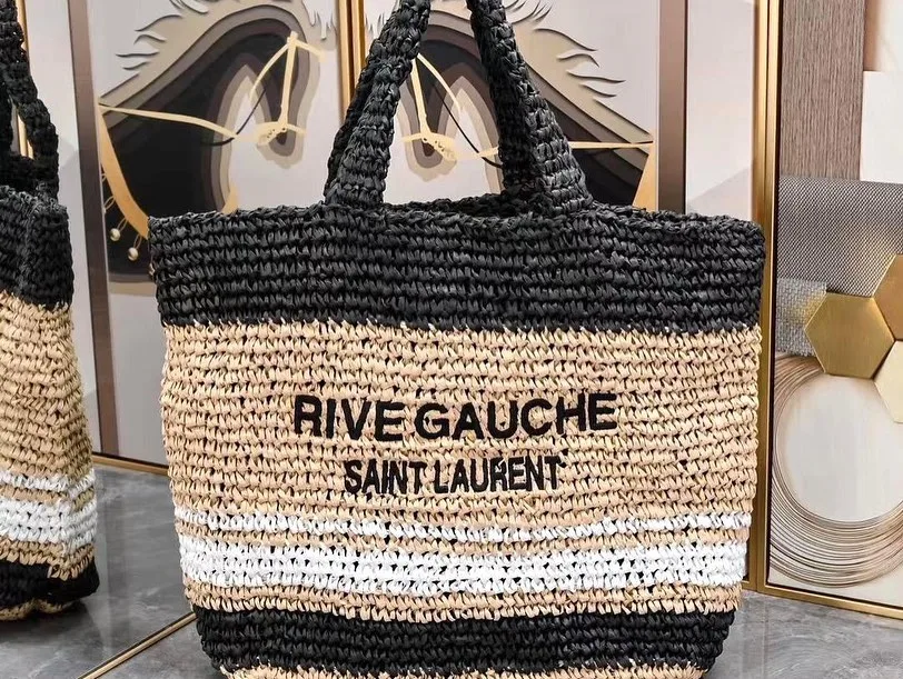 Saint Laurent Rive Gauche Raffia Tote photo 3