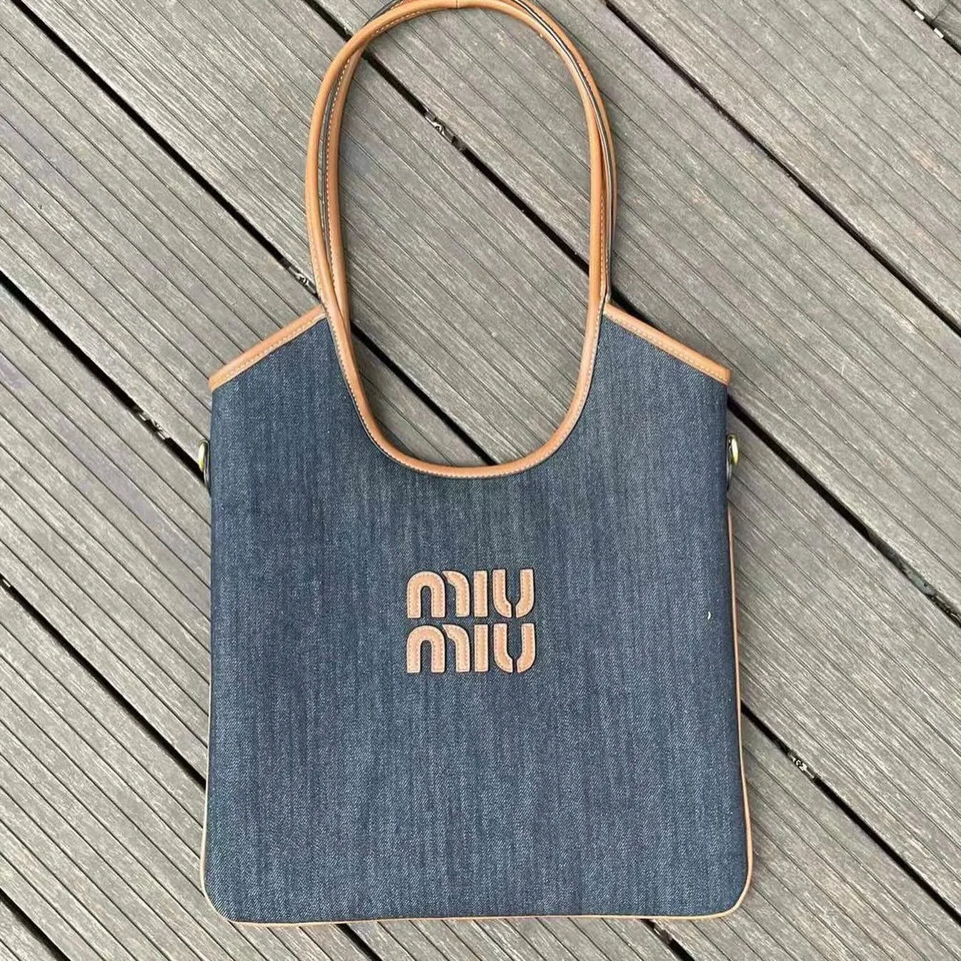 Miu Miu woven canvas tote photo 2