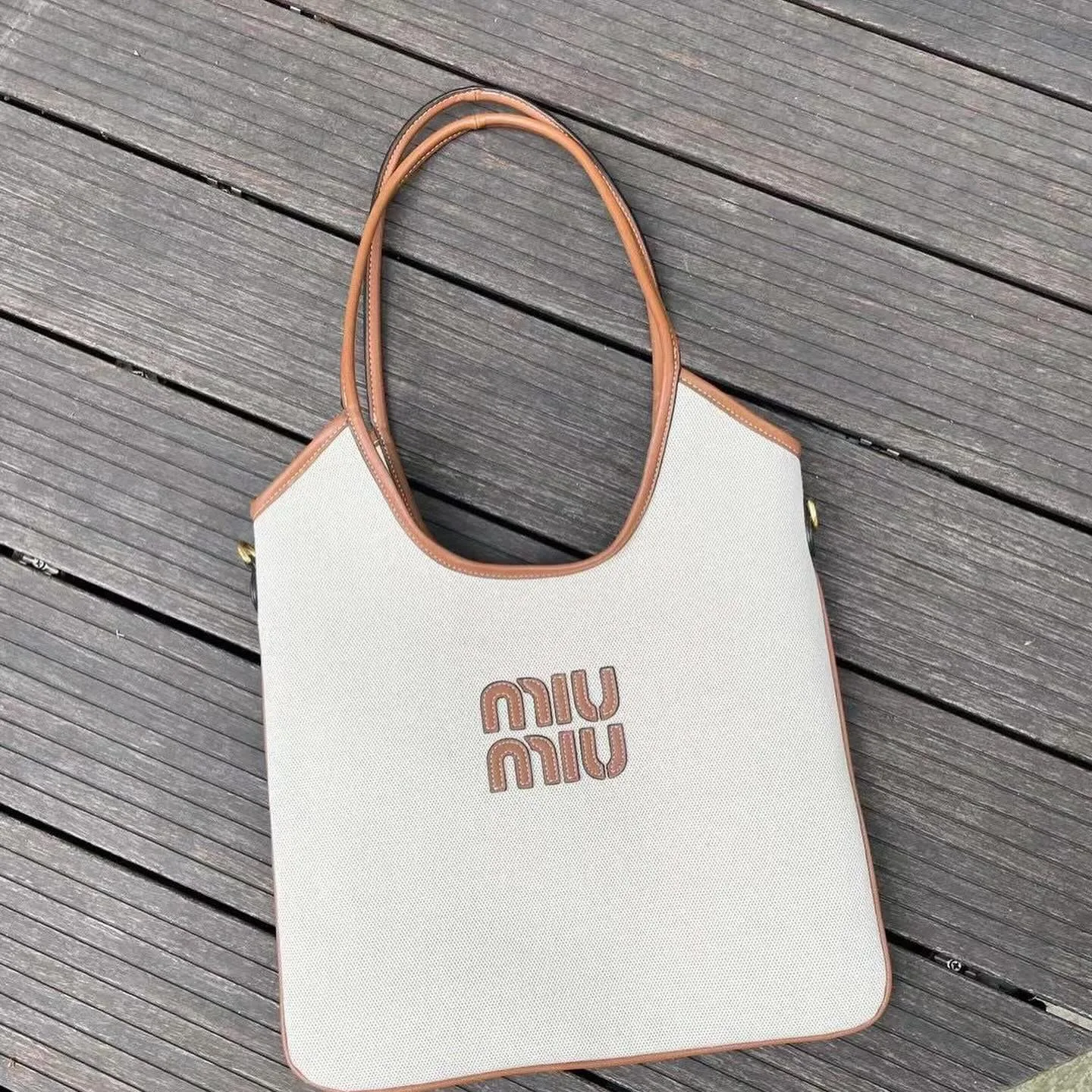 Miu Miu woven canvas tote