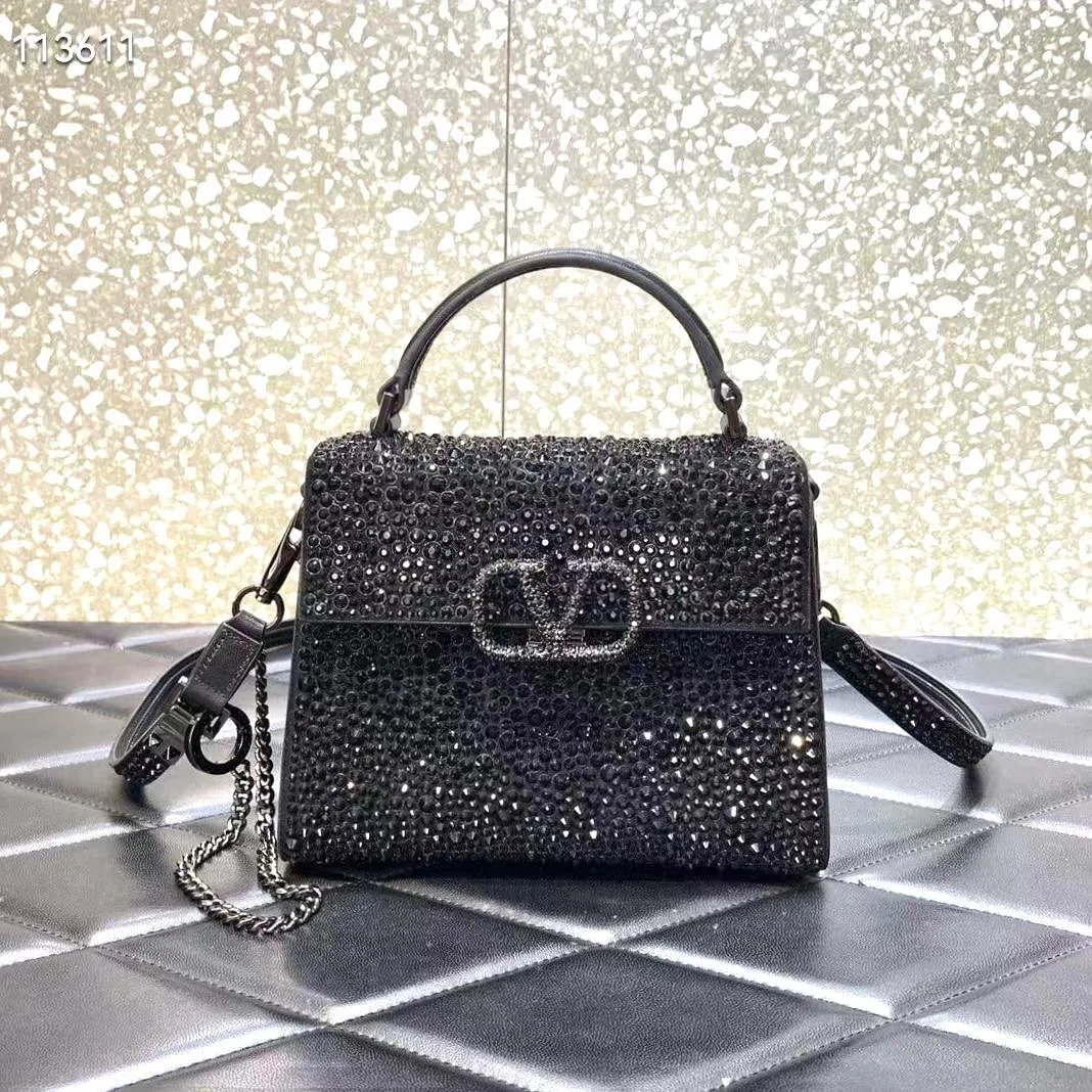 Valentino VSling Crystal Top-Handle Bag