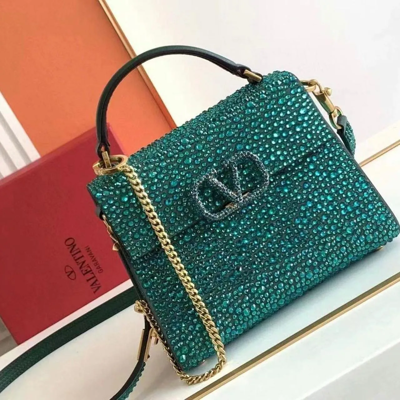 Valentino VSling Crystal Top-Handle Bag photo 4