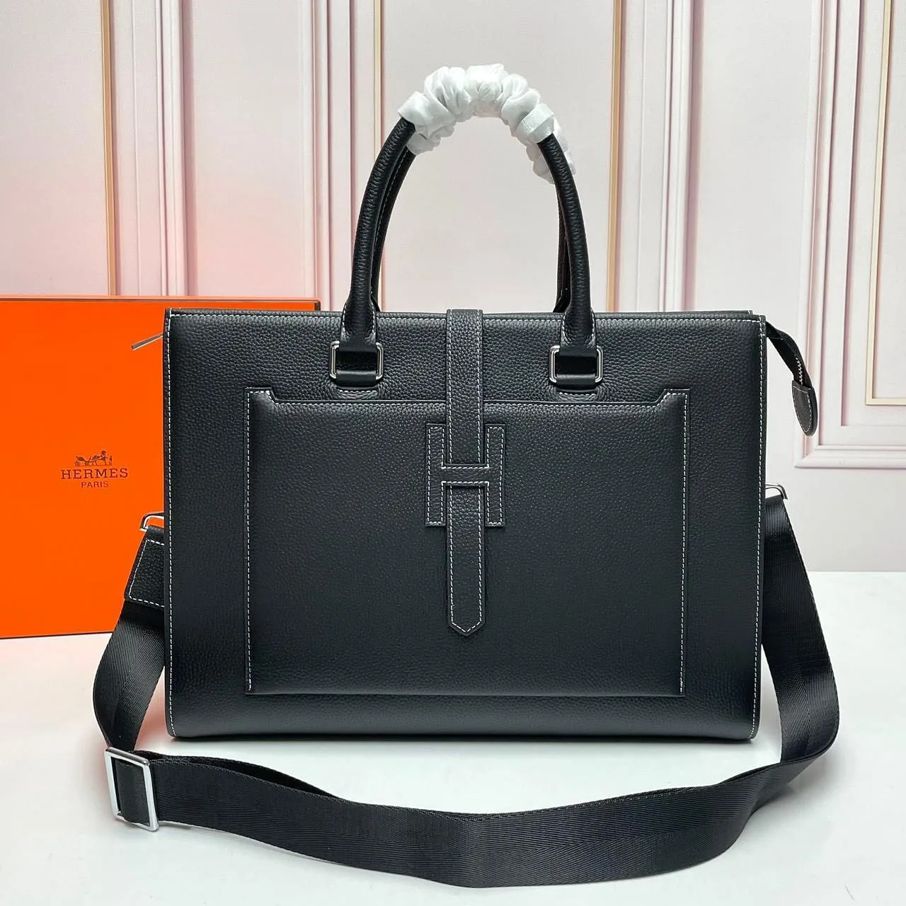 Hermès leather briefcase (H-stitch)