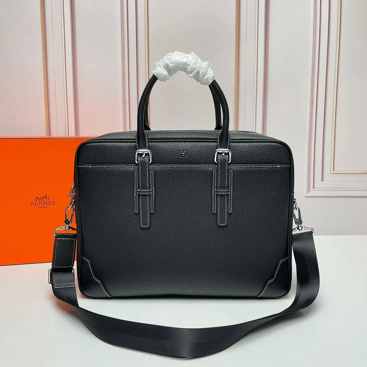 Hermès leather briefcase (H-stitch) photo 2
