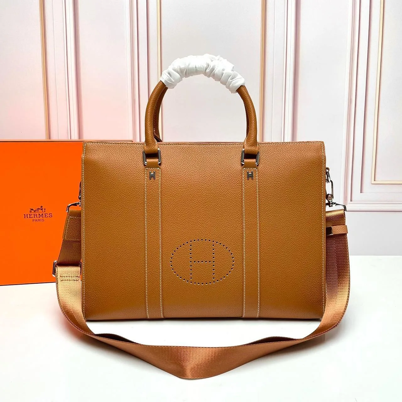 Hermès leather briefcase (H-stitch) photo 3