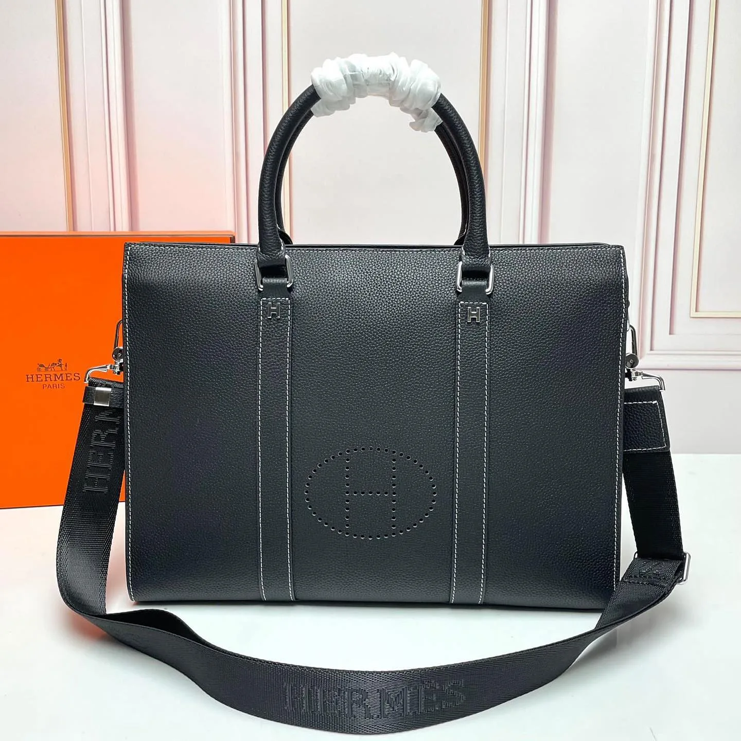 Hermès leather briefcase (H-stitch)
