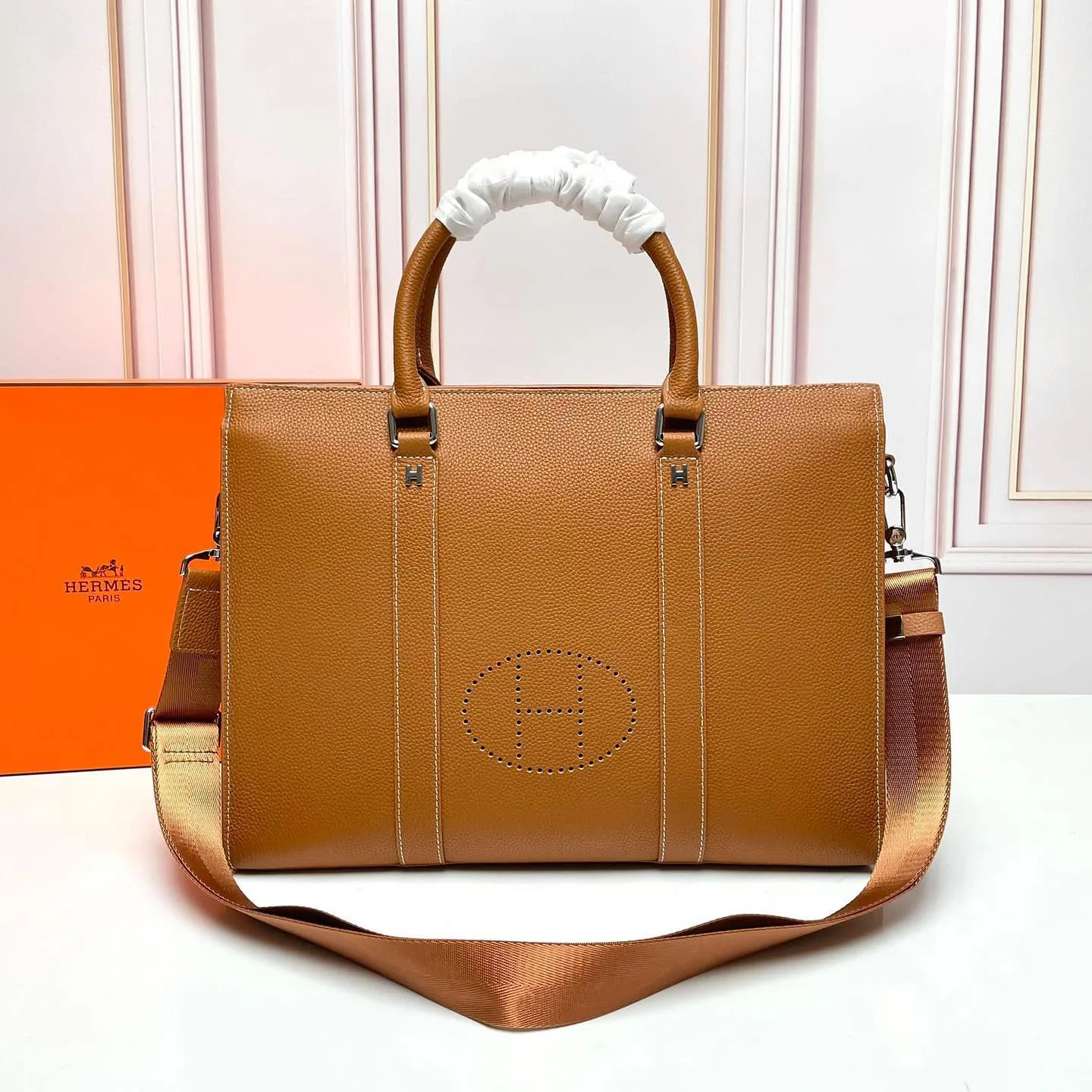 Hermès leather briefcase (H-stitch) photo 2