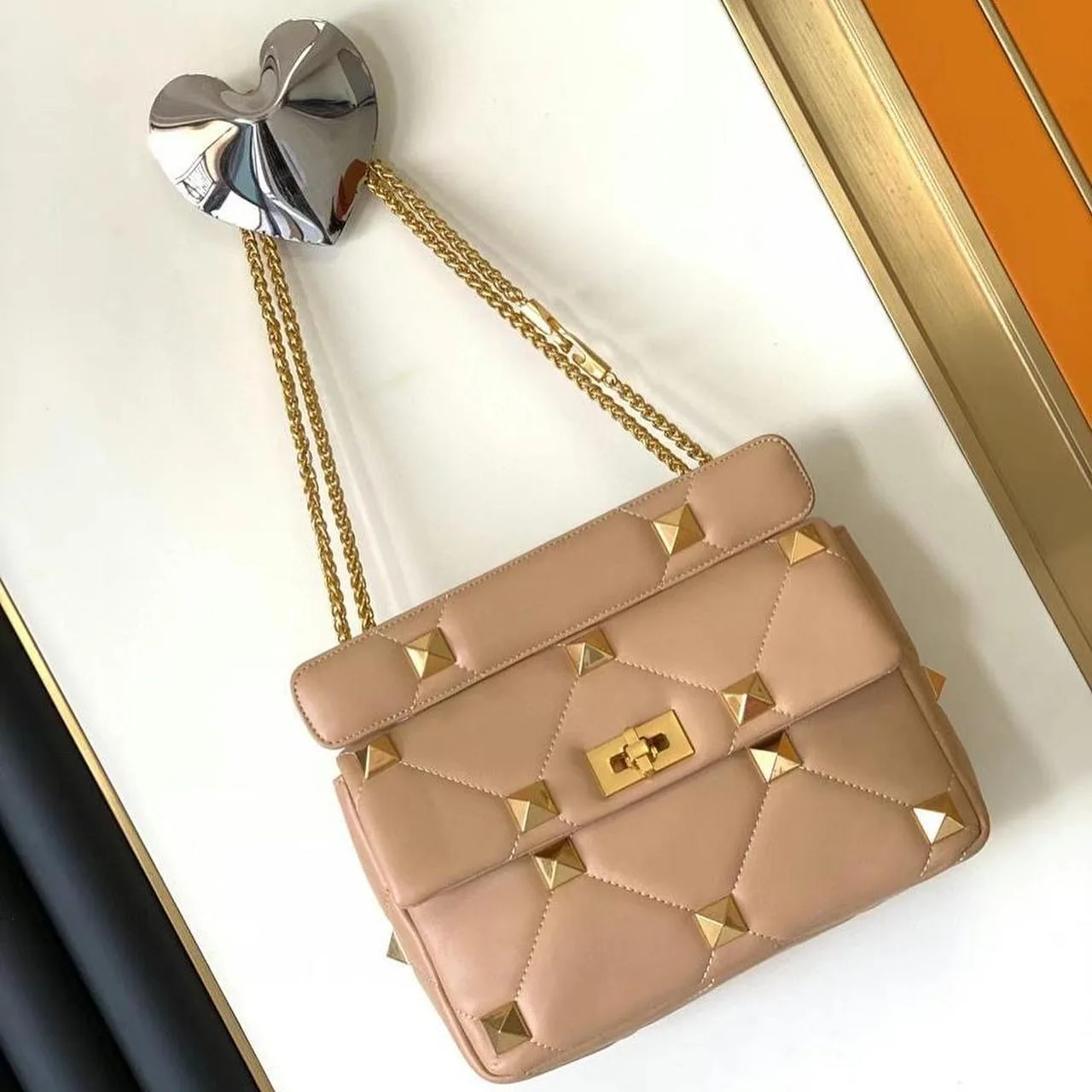 Valentino Rockstud Spike Quilted Shoulder Bag