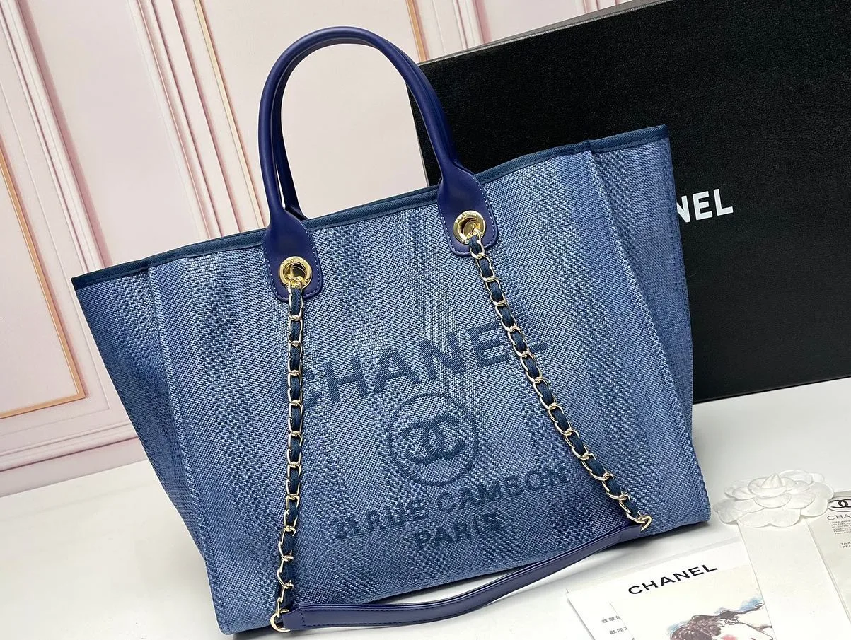 Chanel Deauville canvas tote photo 2