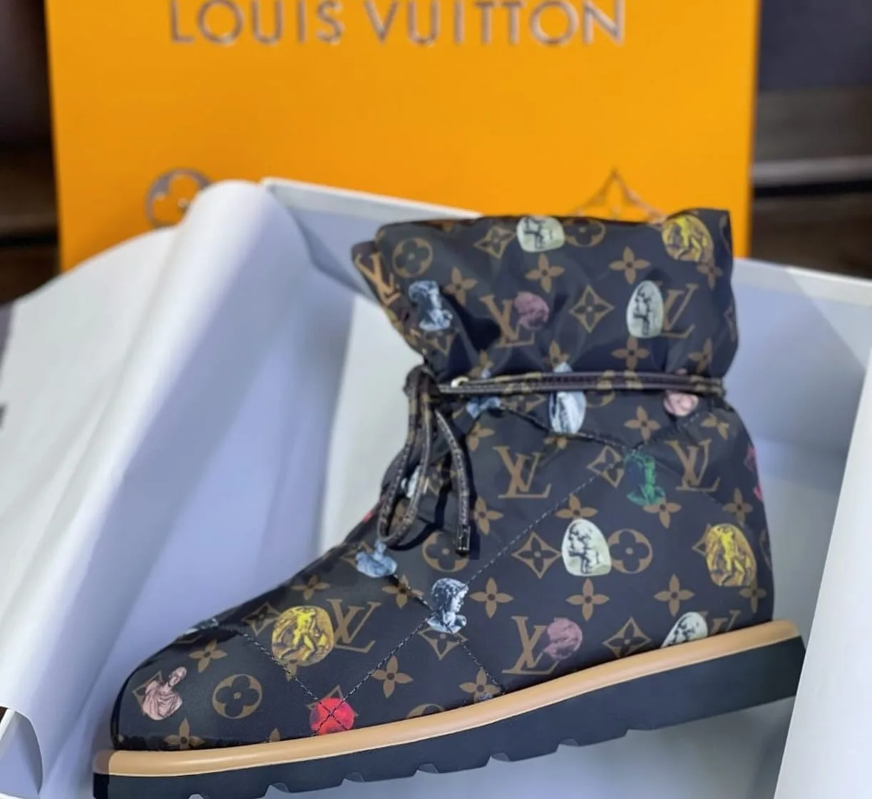 Louis Vuitton printed monogram snow boot