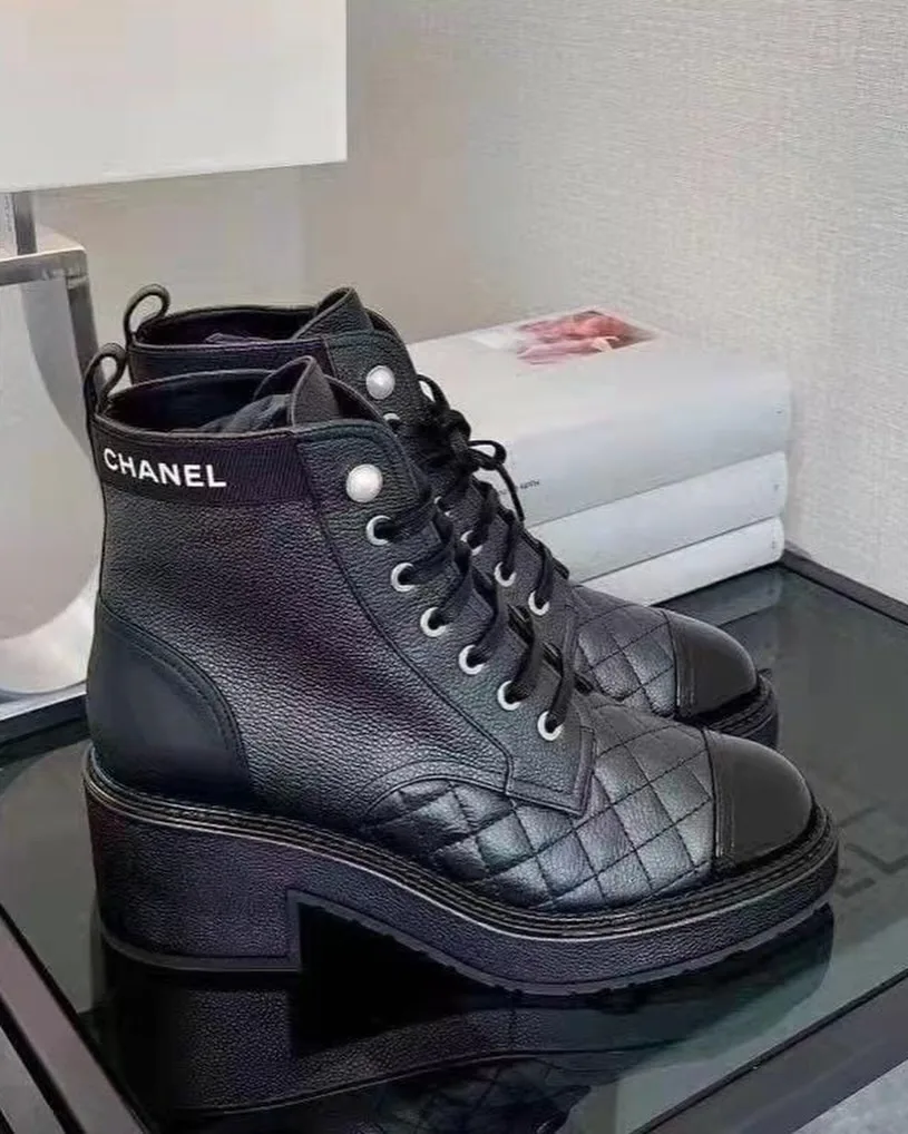 Chanel Lace-Up Combat Boot