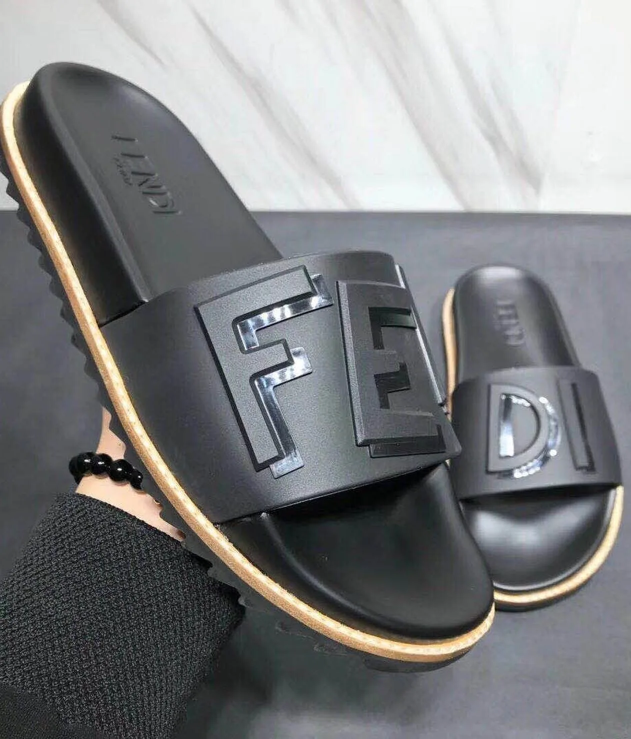 Fendi F-E-N-D-I rubber slide