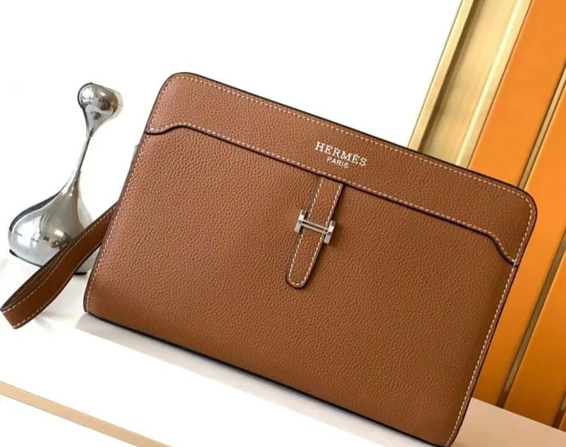 Hermès flat clutch / pochette with T-bar clasp